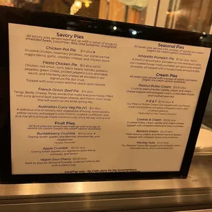 Menu as of 10/28/22