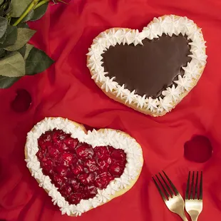 Heart Cheesecakes! Available in February. Complimentary toppings