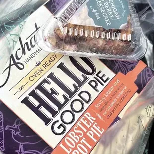 Lobster pie and Michigan 4 berry cheesecake slice.