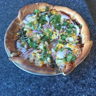 Barbecue chicken pizza, I added corn and spinach