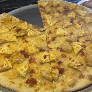 This weekend&apos;s special: Chicken and Waffles Pizza - apparently it has sold pretty well!