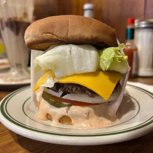 Cheeseburger with extra toasted buns!