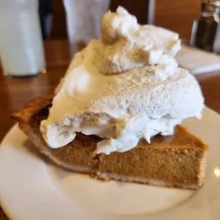 Pumpkin pie with homemade whip cream