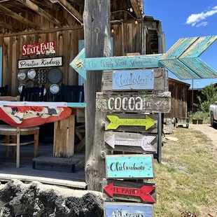 ows a wooden sign in front of a restaurant