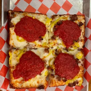 four slices of pizza