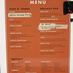 a menu for a restaurant