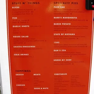 menu