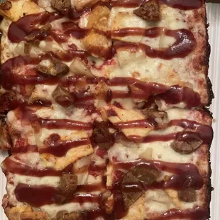 Hawaii 5-0 with veggie protein: sweet and savory with bbq sauce and marinara