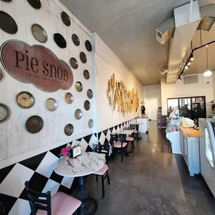 the interior of a pie shop