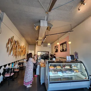 the interior of a bakery