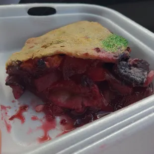 Apple BlackBerry pie to go along with lots of other tasty slices in the cooler!