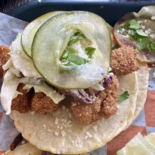 The Hot Fish Taco. Perfectly fried, lots of fish, and definitely a bit spicy. Delicious.