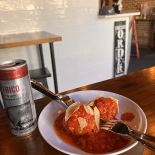 Meatballs and Lambrusco wine