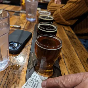 beer glasses on a bar