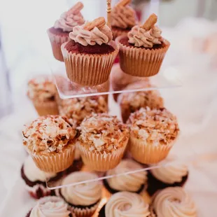 a tower of cupcakes