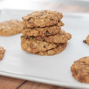 a stack of oatmeal cookies