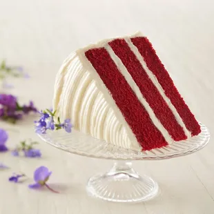 a slice of red velvet cake