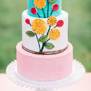 a cake decorated with flowers