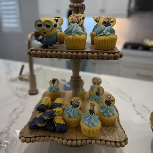 Vanilla cupcakes with blue frosting