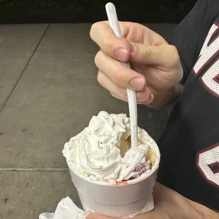 Strawberry shortcake sundae