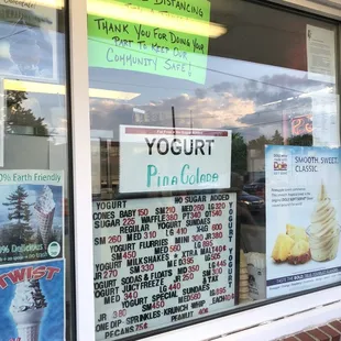 a yogurt shop window
