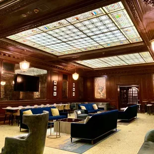 the lobby of a hotel