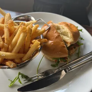 Daily special Salmon burger with fries