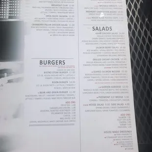 Brunch Menu back side
