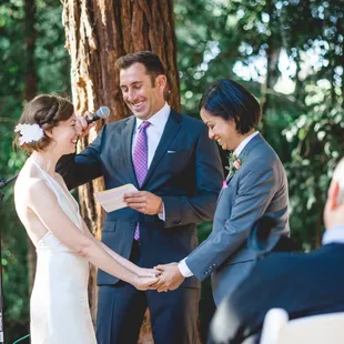 Ceremony at the redwood area photo by C Wagner Photography