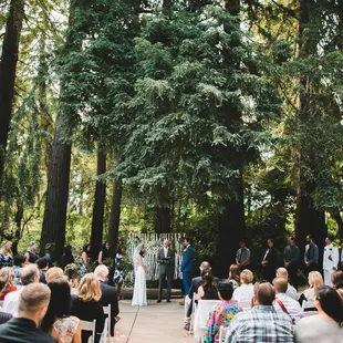 Ceremony in front of the Redwoods.