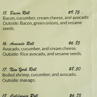 a menu for a restaurant