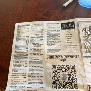 Menu but they have no seafood !!!!
