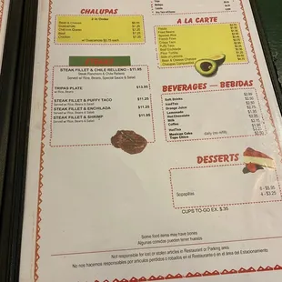 menu