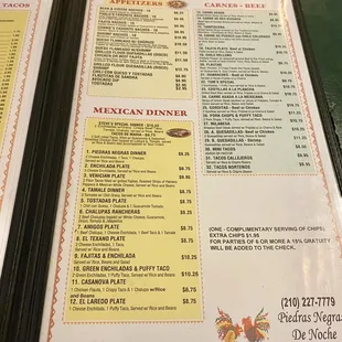 menu