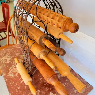 A mini museum for retired dough rolling pins.