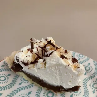 a slice of pie on a plate