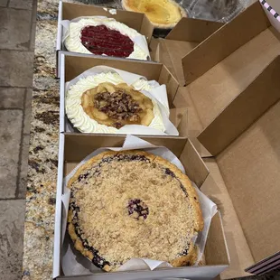 Apple Pecan Spice Cheesecake Pie, Triple Berry Cheesecake Pie, Cherry Cheesecake Pie