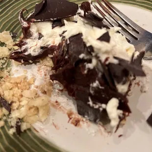 French silk pie, as you can see there is no silk to it at all. Should be called a Fudge frosting pie.