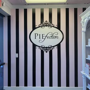 a black and white striped wall