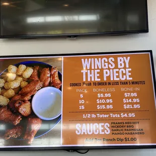 Wings menu
