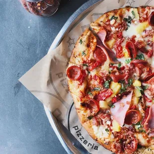 a pizza on a plate