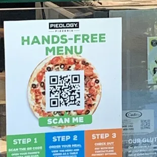 Hand free menu via QR code