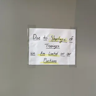 Topping shortage