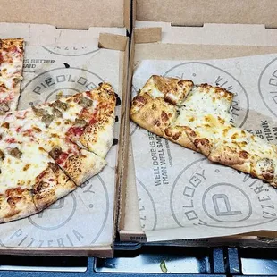 Sausage pizza - double cut &amp; Garlic cheese bread