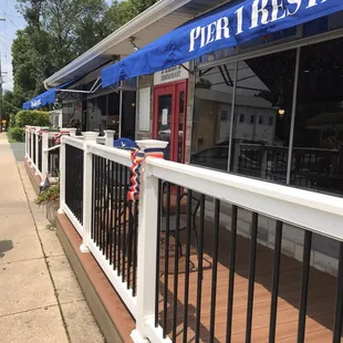 East Cecil Ave West entrance; patio seating!