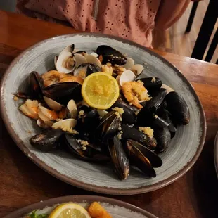 Muscles, little mix, shrimp just about everything