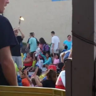 Street show view from outside tables