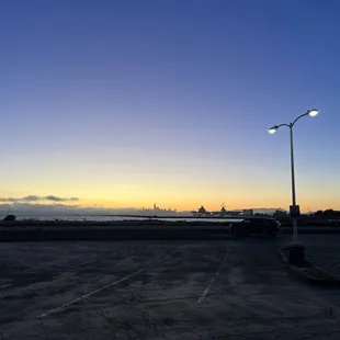 parking lot at sunset