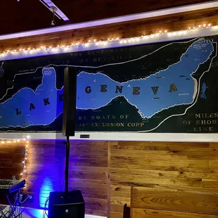 Stage with lake map.