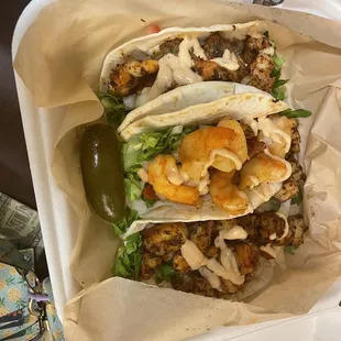 Paid for 7 tacos and got 6. Super bummed after a day at the beach and trying a new spot but the rice and beans were good.